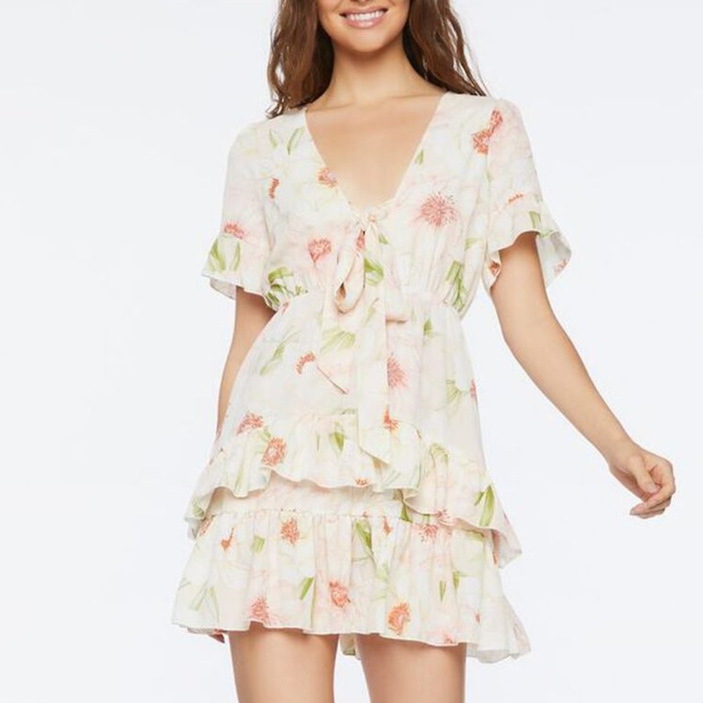 Forever 21 Floral Flounce Mini Dress